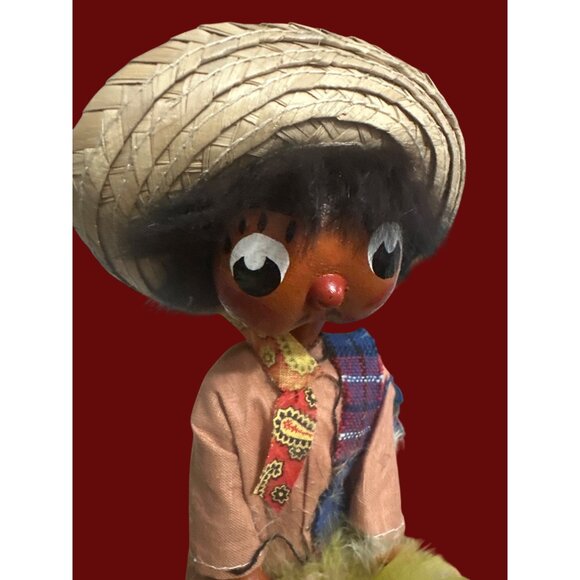 Vintage Mexican Folk Art Dolls Set Male & Female Handmade 12" With Accessories - Picture 3 of 7